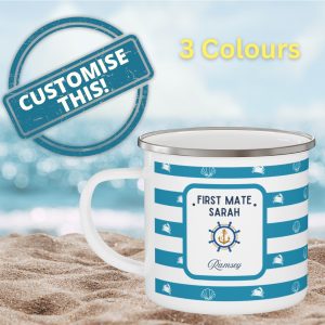 Nautical 12oz Enamel Mug - Customise with Name & Location